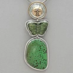 Tabra Sun Face, Unakite Butterfly And Turquoise Pendant Pendants