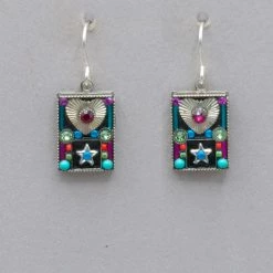 Firefly Talisman Rectangle Hearts And Stars Earrings