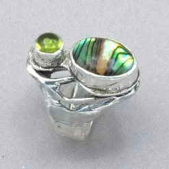 Jim Kelly Green Abalone And Peridot Ring