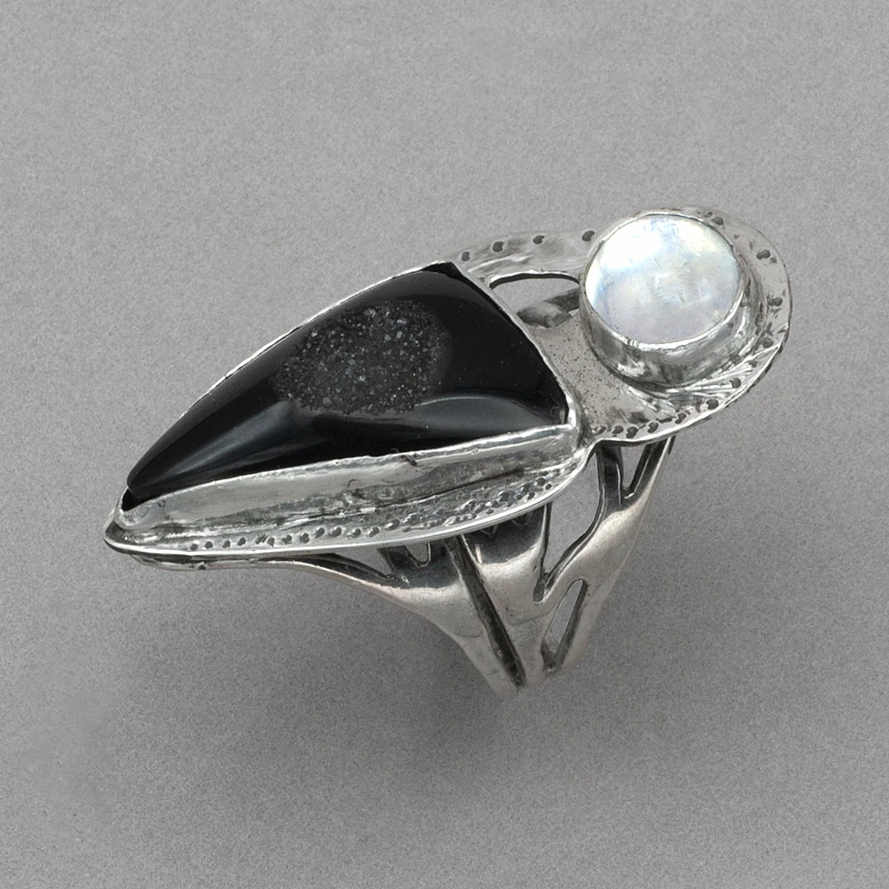 Best Pirce 😍 Jim Kelly Black Onyx Druzy And Moonstone Ring Rings 😀 4 Jim Kelly Black Onyx Druzy And Moonstone Ring Rings