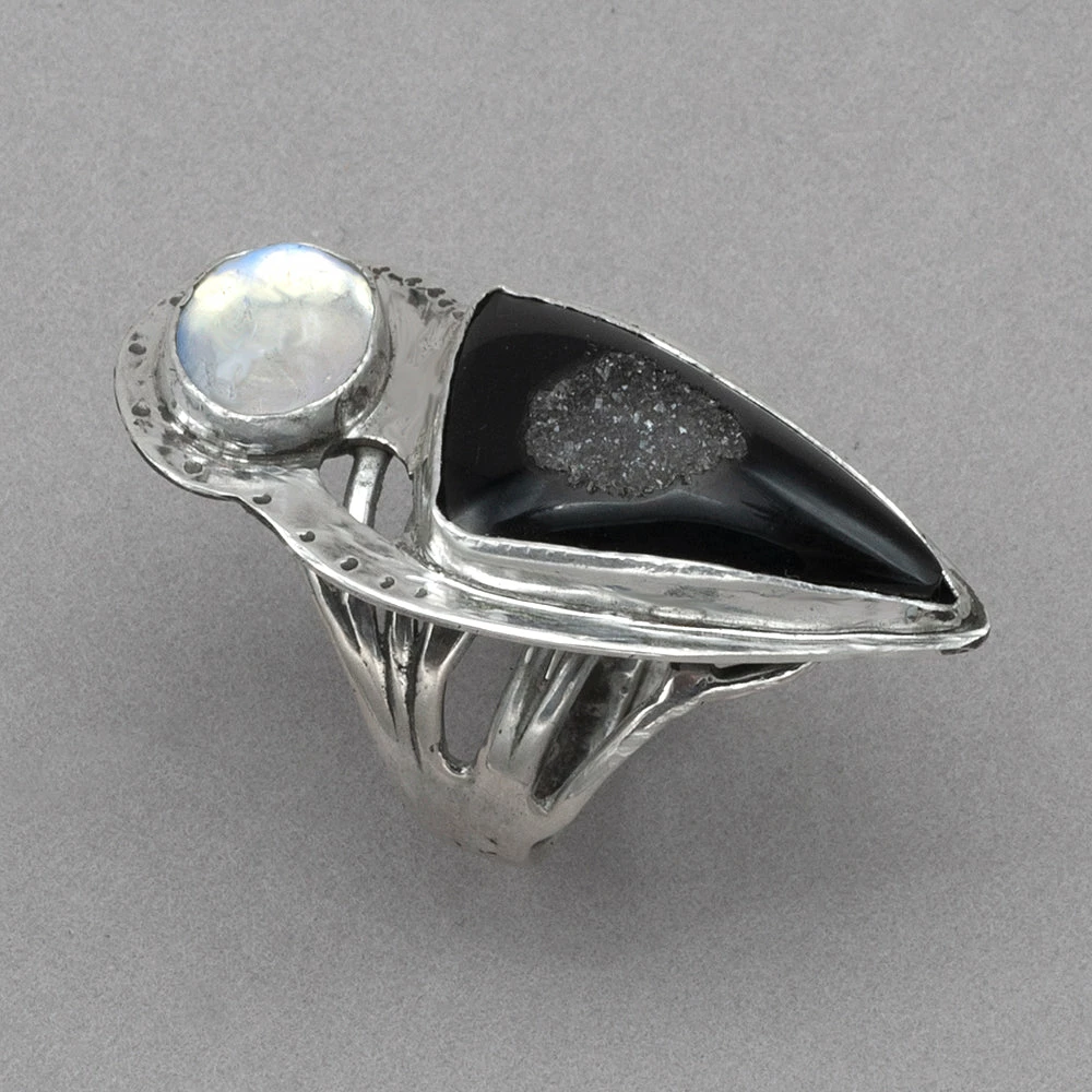 Best Pirce 😍 Jim Kelly Black Onyx Druzy And Moonstone Ring Rings 😀 5 Jim Kelly Black Onyx Druzy And Moonstone Ring Rings