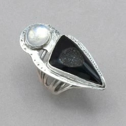 Jim Kelly Black Onyx Druzy And Moonstone Ring Rings