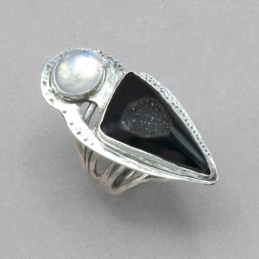 Best Pirce 😍 Jim Kelly Black Onyx Druzy And Moonstone Ring Rings 😀 3 Jim Kelly Black Onyx Druzy And Moonstone Ring Rings