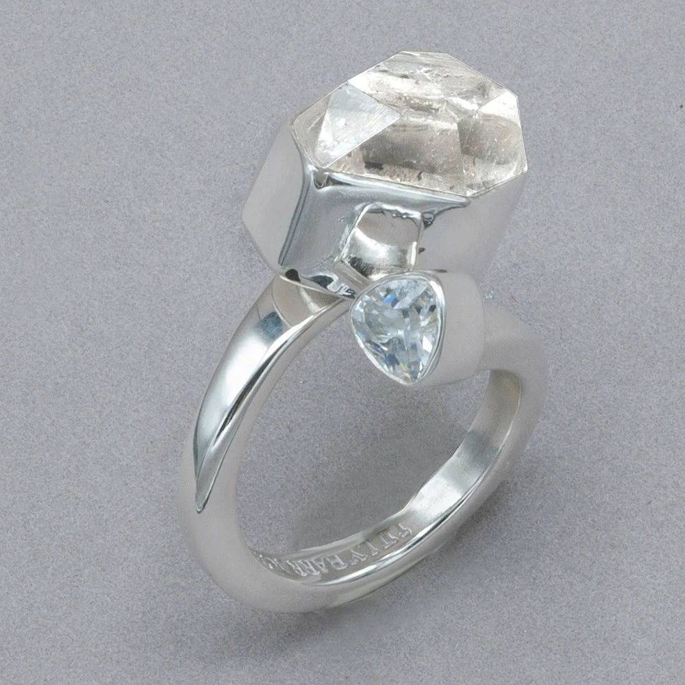 Cheap 👏 Rings Lilly Barrack Herkimer Diamond And CZ Sterling Silver Ring 🛒 3 Rings Lilly Barrack Herkimer Diamond And CZ Sterling Silver Ring