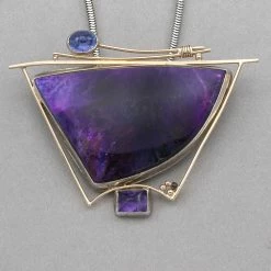 Rainbow Bridge Jewelers Sugilite Amethyst And Tanzanite Silver And Gold Pendant