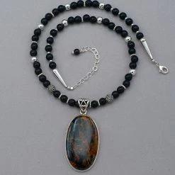 Sammasati Necklaces Pietersite And Onyx Necklace