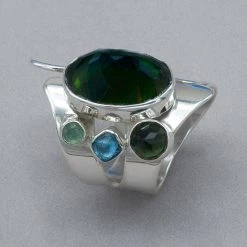 Lilly Barrack Green Quartz And London Blue Topaz Ring Rings