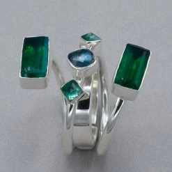Lilly Barrack Emerald Green Quartz And London Blue Topaz Sterling Silver Ring
