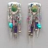 Tabra Vintage Sterling Silver And Green Scarab Earrings