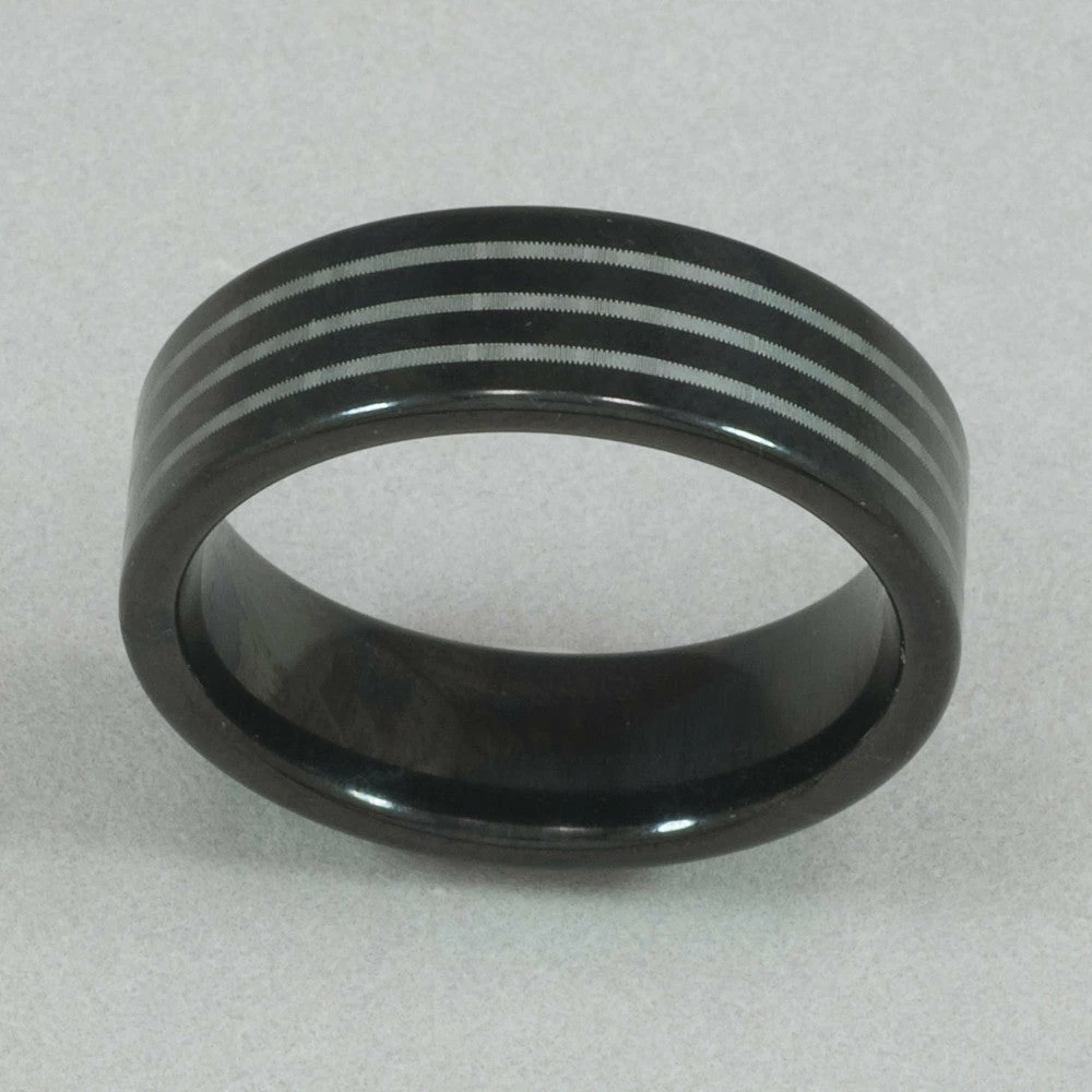 Discount ✨ Silver City Men's Black Tungsten Stripe Ring Rings ⭐ 3 Silver City Men's Black Tungsten Stripe Ring Rings