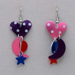 Sylvi Harwin Asymmetric Earrings Polka Dot Hearts