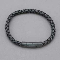 Italgem Steel Bracelets Italgem Antique Grey Leather Bracelet