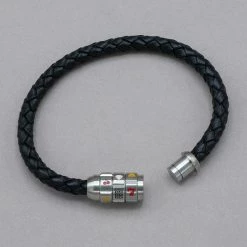 Italgem Steel Bracelets Italgem Jackpot Slot Black Leather Bracelet